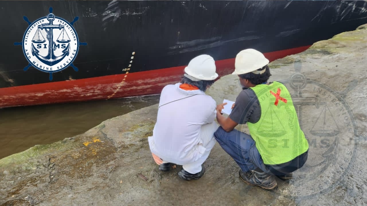 Bulk carrier at berth ahead of a draft survey